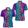 Maxcorners Neon Blue And Purple Leopard Pattern Mens And Women Golf Polo Shirts Custom Mens Golf Tops, Unique Golf Gifts
