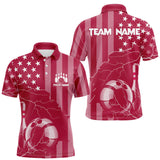 Maxcorners Personalized Pink American flag Lightning thunder Custom Bowling Team Shirts For Mens Bowling Jersey LM1708
