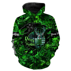 Maxcorners Country Girl Deer Hunting Green Camo Custom Name Shirt 3D All Over Printed Clothes
