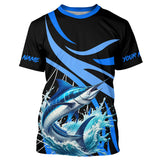 Maxcorners Personalized Blue Marlin Long Sleeve Fishing Shirts, Marlin Tournament Fishing Jerseys | Blue MT2108
