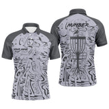 Maxcorners Gray Camo Pattern Mens Disc golf polo shirts custom team disc golf clothes, gifts for disc golf lovers MT0510