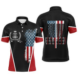 Maxcorners American flag Disc golf basket patriotic Men polo shirts custom name disc golf shirt for mens MT0510