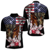 Maxcorners American Flag Dragon Bowling Polo, Quarter Zip Shirts for Men Custom patriotic Team Bowling jersey LM2007
