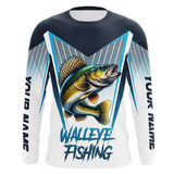 Maxcorners Personalized Walleye fishing Tournament Long Sleeve Fishing Shirts, Walleye Fishing Jersey | Blue MT2108