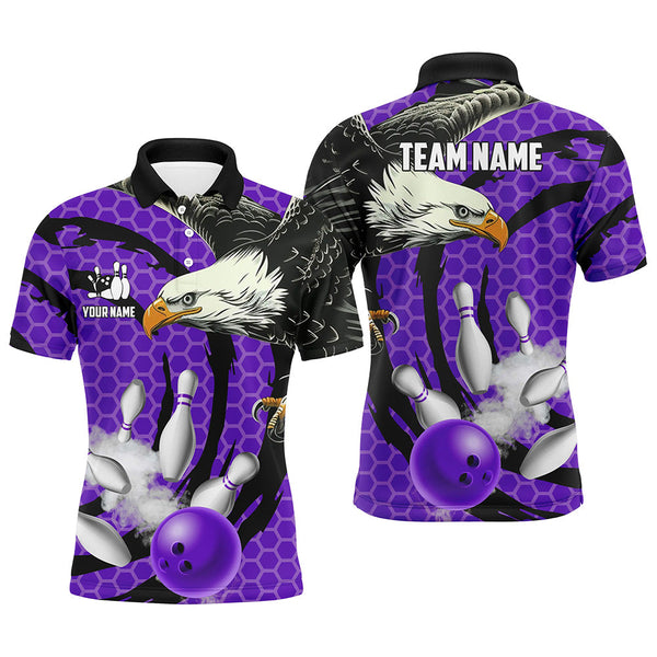 Max Corner Eagle bowling ball and pins Purple camo Custom Name And Team Shirt