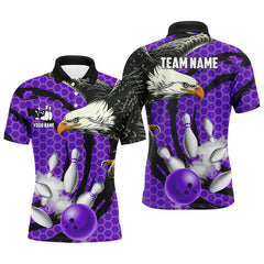 Max Corner Eagle bowling ball and pins Purple camo Custom Name And Team Shirt