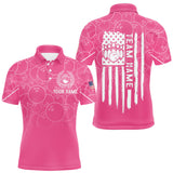 Maxcorners Pink bowling camo Mens bowling shirts Custom American flag patriotic bowling team league jerseys LM1809