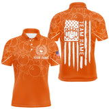 Maxcorners Orange bowling camo Mens bowling shirts Custom American flag patriotic bowling team league jerseys MT2009