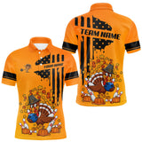 Maxcorners Personalized American Flag Turkey Autumn Bowling Shirts For Men, Thanksgiving Bowling Team Uniform MT2009