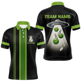 Maxcorners Black and Green ufo alien Retro Bowling Polo, Quarter Zip Shirts for men Custom Bowling Team Jersey MT2009
