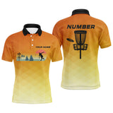 Maxcorners Orange gradient Retro disc golf polo shirts for men custom name and number disc golf jerseys MT0510