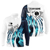Maxcorners Blue Lightning Thunder Men Bowling Polo Shirt Custom Texas Team League Jerseys, Gifts For Bowlers