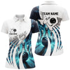 Maxcorners Blue Lightning Thunder Men Bowling Polo Shirt Custom Texas Team League Jerseys, Gifts For Bowlers