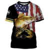 Maxcorners Walleye Fishing Customize Name American Flag Patriotic Customize Name 3D Shirts