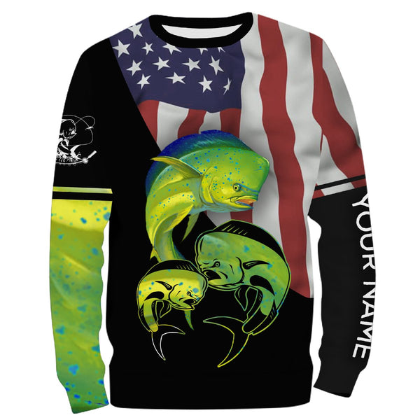 Maxcorners Customized Name Mahi Mahi Fishing Custom Name American Flag