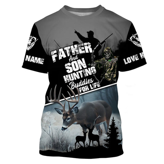 Maxcorners Father and Son Hunting Buddies For Life Deer Hunting bow hunter Grim Reaper Custom Name hunting apparel LM2608