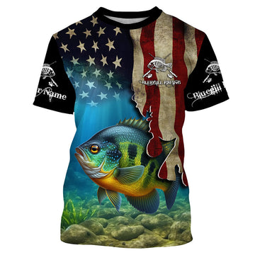 Maxcorners Bluegill Fishing American Flag Patriotic Customize Name fishing LM0201