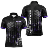 Maxcorners Black & White grunge American Flag Skull Mens Darts Shirt Custom patriotic Team Darts Jersey | Purple TU2309