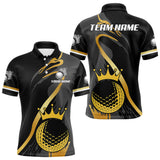 Maxcorners Black and Gold Crown Golf ball Men's golf polo shirts custom team golf tops for men LM2509