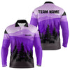Maxcorners Purple pattern forest Mens Disc golf polo shirts Custom team disc golf jerseys for menMT0306