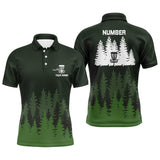 Maxcorners Green tree forest pattern Mens disc golf polo shirts custom team disc golf clothing MT0510