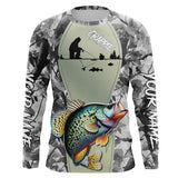 Maxcorners Personalized Winter camo Crappie Ice Fishing Shirts Custom Team Crappie Long Sleeve Fishing Jersey MT2108