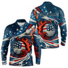 Maxcorners American Flag pattern Flame golf ball Mens Golf polo shirts Custom patriotic Golf Outfit For MensMT0306