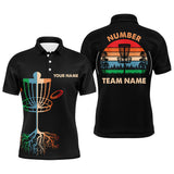 Maxcorners Retro Black Mens disc golf polo shirt custom disc golf team jersey, disc golf wear MT0510