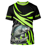 Maxcorners Personalized Crappie Long Sleeve Fishing Shirts, Crappie Tournament Fishing Jerseys | Green MT2108