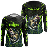 Maxcorners Black and Green Largemouth Bass Fishing Custom team name UV protection long sleeves fishing shirts MT2108