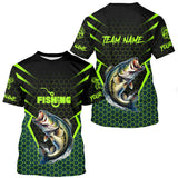 Maxcorners Black and Green Largemouth Bass Fishing Custom team name UV protection long sleeves fishing shirts MT2108