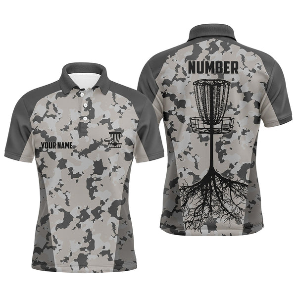 Maxcorners Disc golfing grey camo Mens disc golf polo shirts custom team disc golf attire, disc golf jerseys MT0510