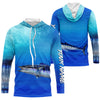 Maxcorners Wahoo fishing scales blue sea wave Custom name performance jerseys | Long sleeve, Long Sleeve Hooded LM0201
