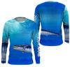 Maxcorners Wahoo fishing scales blue sea wave Custom name performance jerseys | Long sleeve, Long Sleeve Hooded LM0201