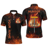 Maxcorners Flame Disc golf basket Polo shirts for men custom name and number team Disc golf jerseys MT0510