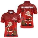 Maxcorners Funny Santa Golf Red Christmas snowflake pattern Men's Golf Polo shirts Custom Xmas Golf Outfits MT0111