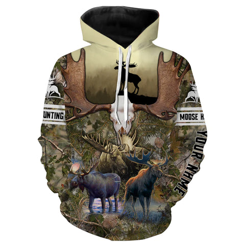 Maxcorners Moose Hunting 3D Camouflage Shirts Buck Animal, Personalized Hunting Shirts