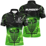 Maxcorners Green light lightning thunder Disc golf basket Men polo shirts custom disc golf tops for mens MT0510