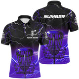 Maxcorners Purple light lightning thunder Disc golf basket Men polo shirts custom disc golf tops for mens MT0510