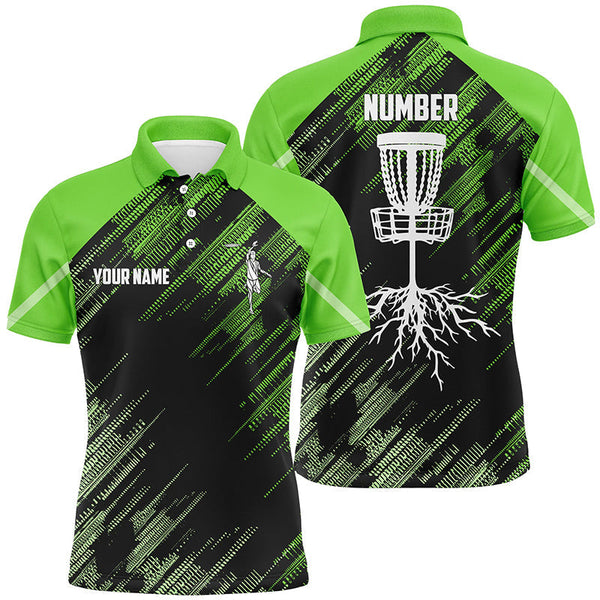 Maxcorners Green Disc golf basket camo custom name & number Men disc golf polo shirts, disc golf outfit MT0510