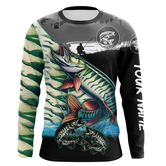 Maxcorners Musky fishing scales customize performance long sleeves Fishing shirts, Muskie fishing jerseys LM1112