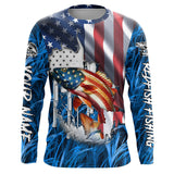 Maxcorners American flag patriot Redfish blue camo fishing, custom mens long sleeve sun protection fishing shirts MT2108