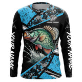 Maxcorners Crappie fishing Blue camo Long Sleeve Performance Fishing Shirt custom Crappie fishing jerseys MT2108