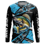 Maxcorners Walleye fishing Blue camo Long Sleeve Performance Fishing Shirts custom Walleye fishing jerseys MT2108