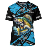 Maxcorners Walleye fishing Blue camo Long Sleeve Performance Fishing Shirts custom Walleye fishing jerseys MT2108