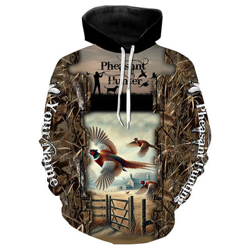 Maxcorners Pheasant Hunting Camo Customize Name 3D All Over Printed Shirts Personalized gift For Hunting Lovers LM2608