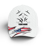 Maxcorners American flag white golf ball skin Golfer hat custom name golf clubs sun hats for men, mens golf hats
