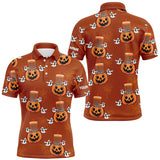 Maxcorners Funny Halloween Boo pumpkin Disc golf pattern Mens golf polo shirt custom Halloween mens golf tops MT0510