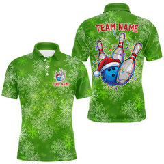 Maxcorners Personalized Funny Green Snowflake Christmas Bowling Team Shirts For Men, Christmas Bowling Gifts LM0910