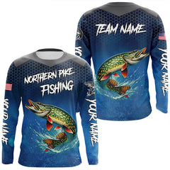 Maxcorners Blue camo Northern Pike fishing Custom performance long sleeve team Pike fishing tournament shirts MT2108